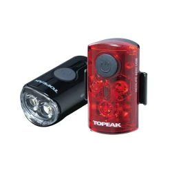 Topeak Mini USB Combo WhiteLite & Redlite USB Lichtset Mit Mini USB Ladeport, Mit Gummiband